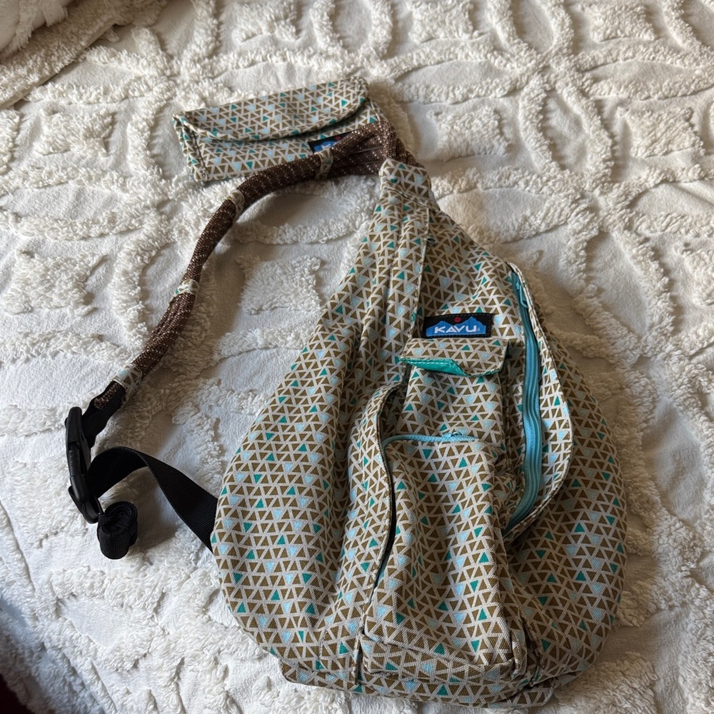 KAVU Geometric Backpack - Brown and Blue